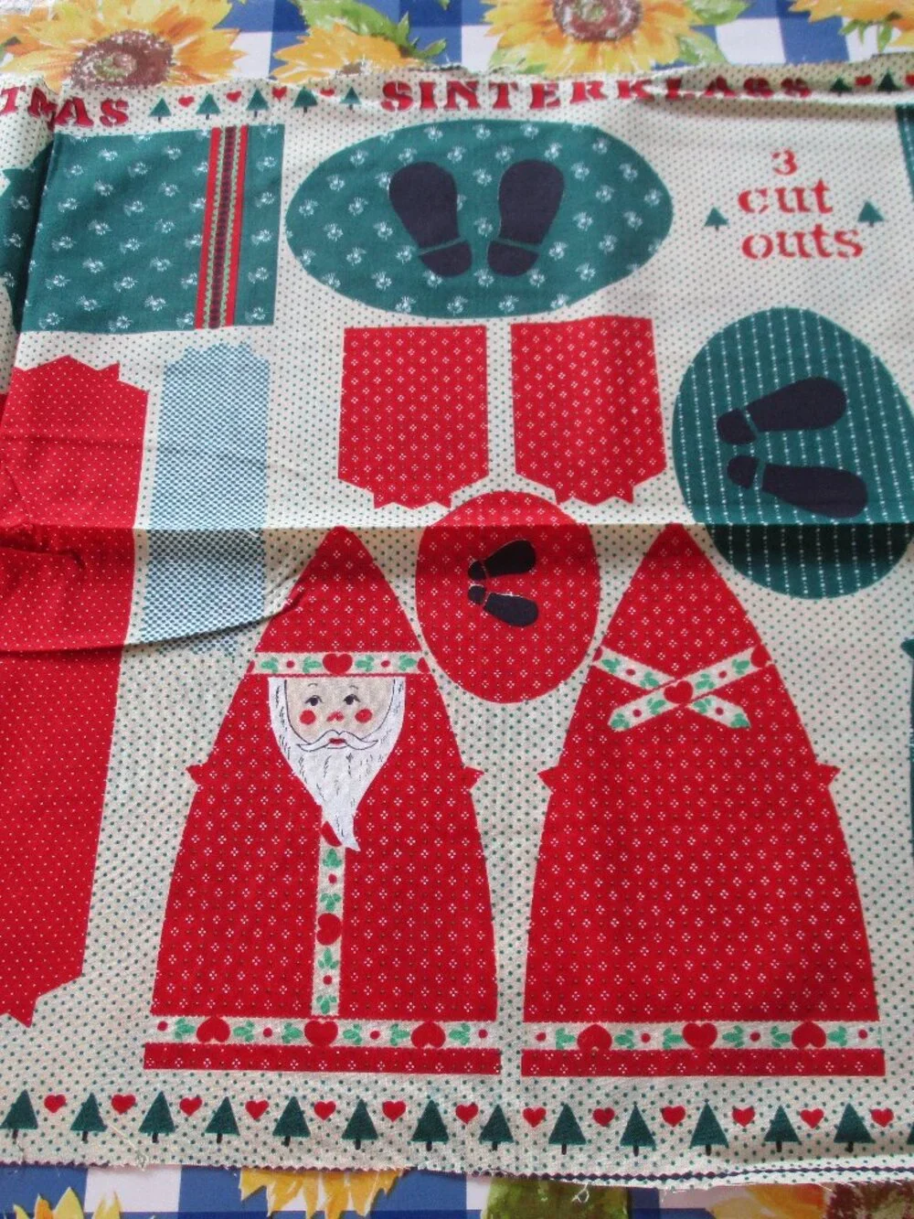 Vintage Fabric Christmas Santa Cut Outs